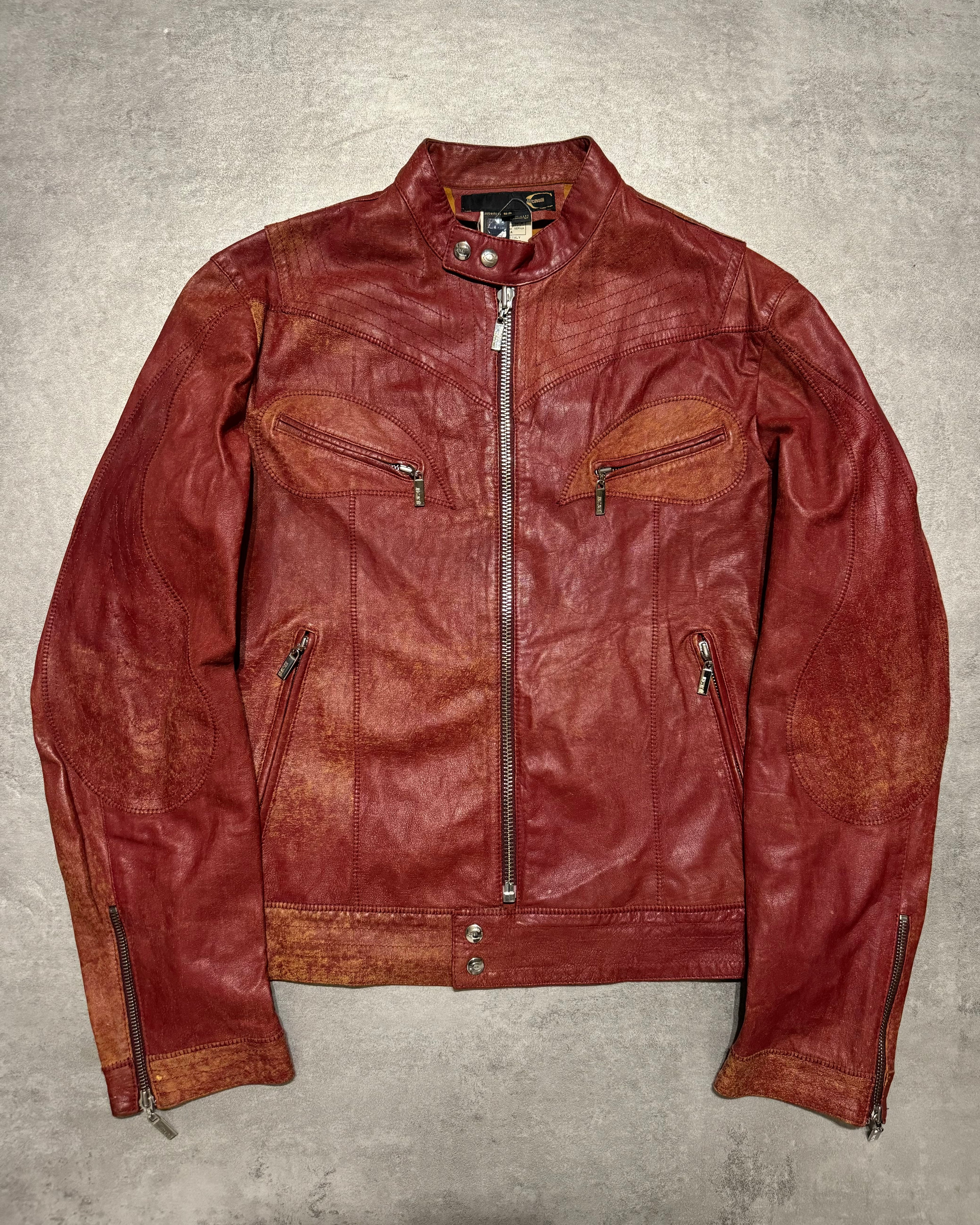 SS2004 Cavalli Sexy Biker Conceptual Leather Jacket  (L) - 2