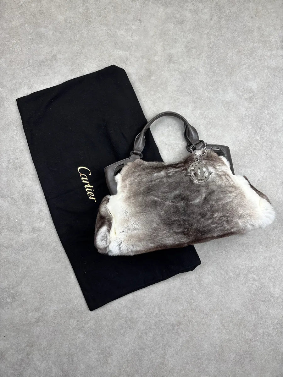 Cartier Grey Fur Logo Charm Handle Bag rOWVmwql 3