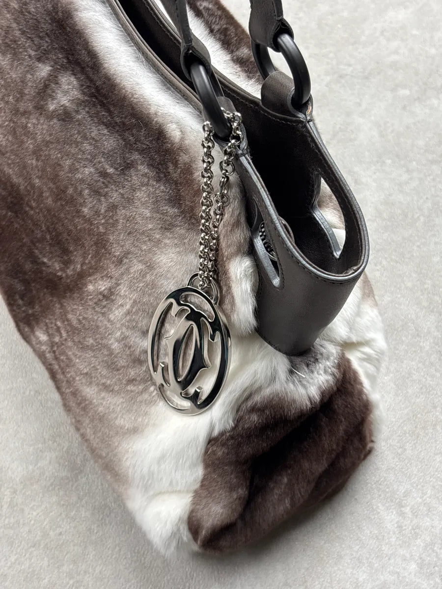 Cartier Grey Fur Logo Charm Handle Bag rOWVmwql 14