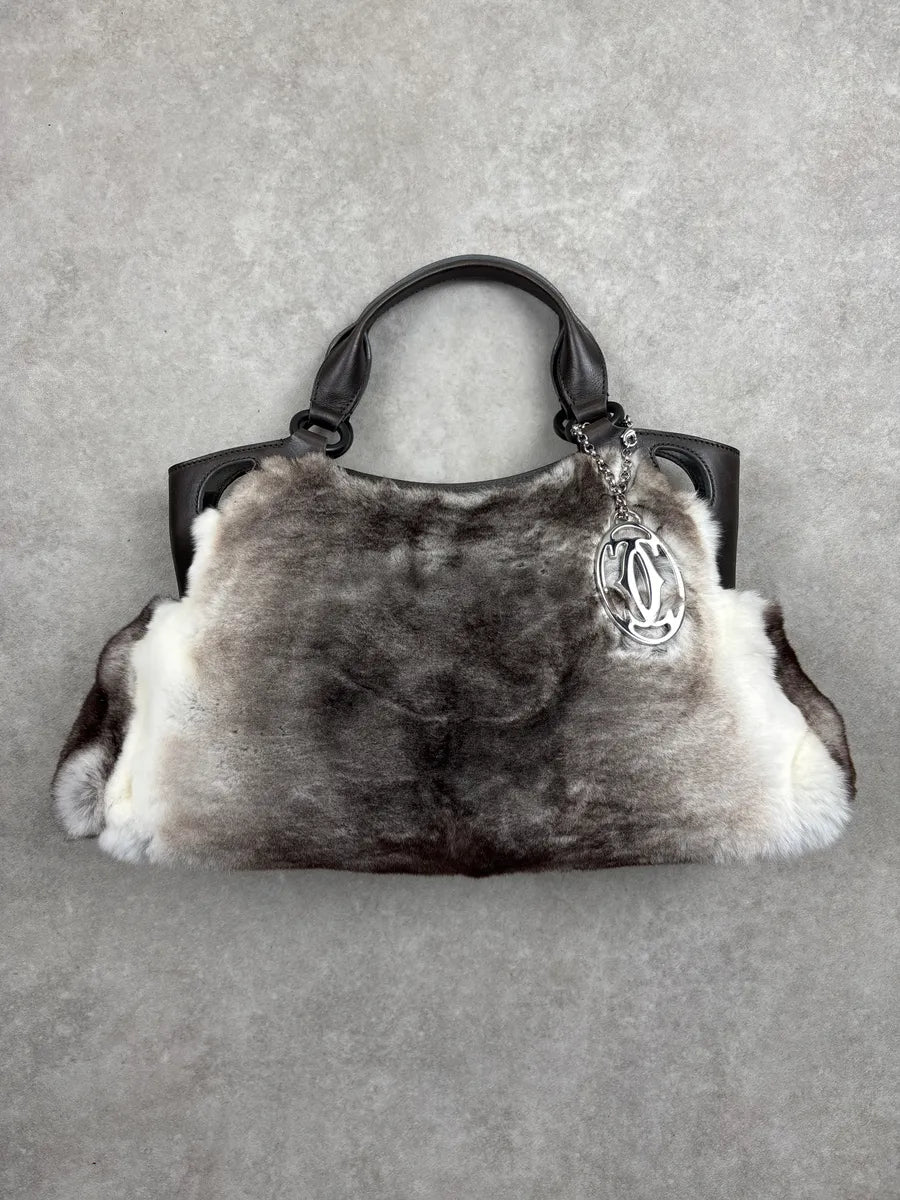 Cartier Grey Fur Logo Charm Handle Bag rOWVmwql 0