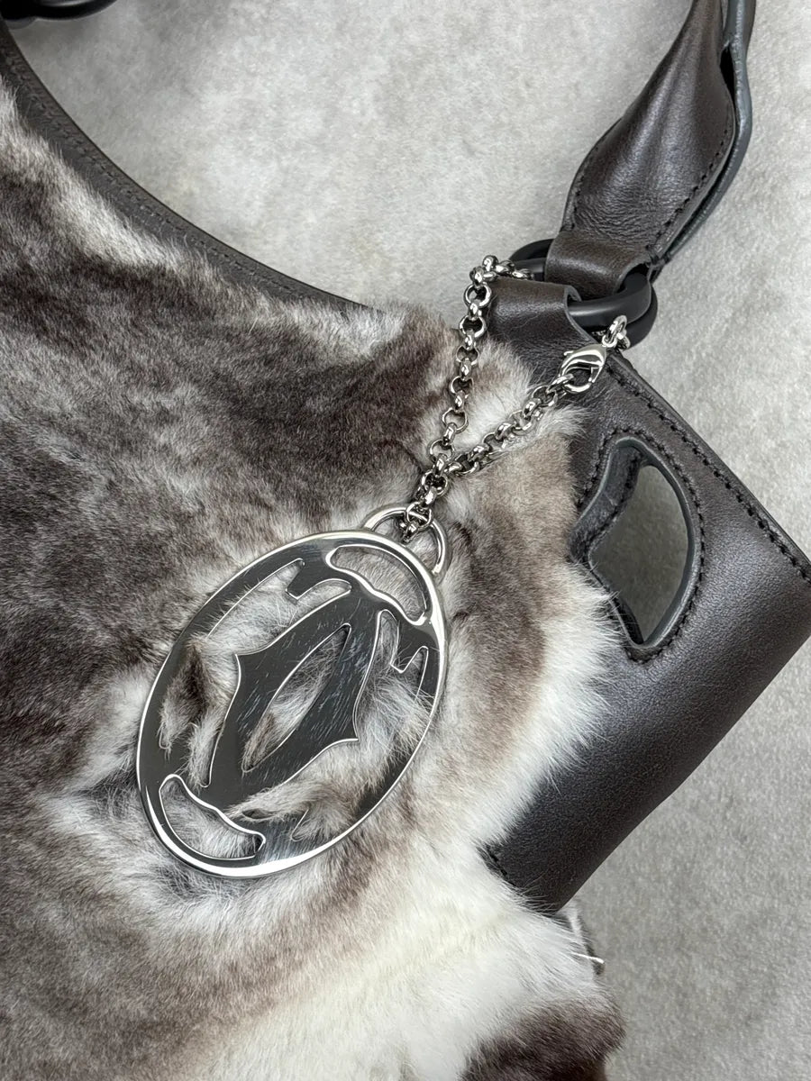 Cartier Grey Fur Logo Charm Handle Bag rOWVmwql 7