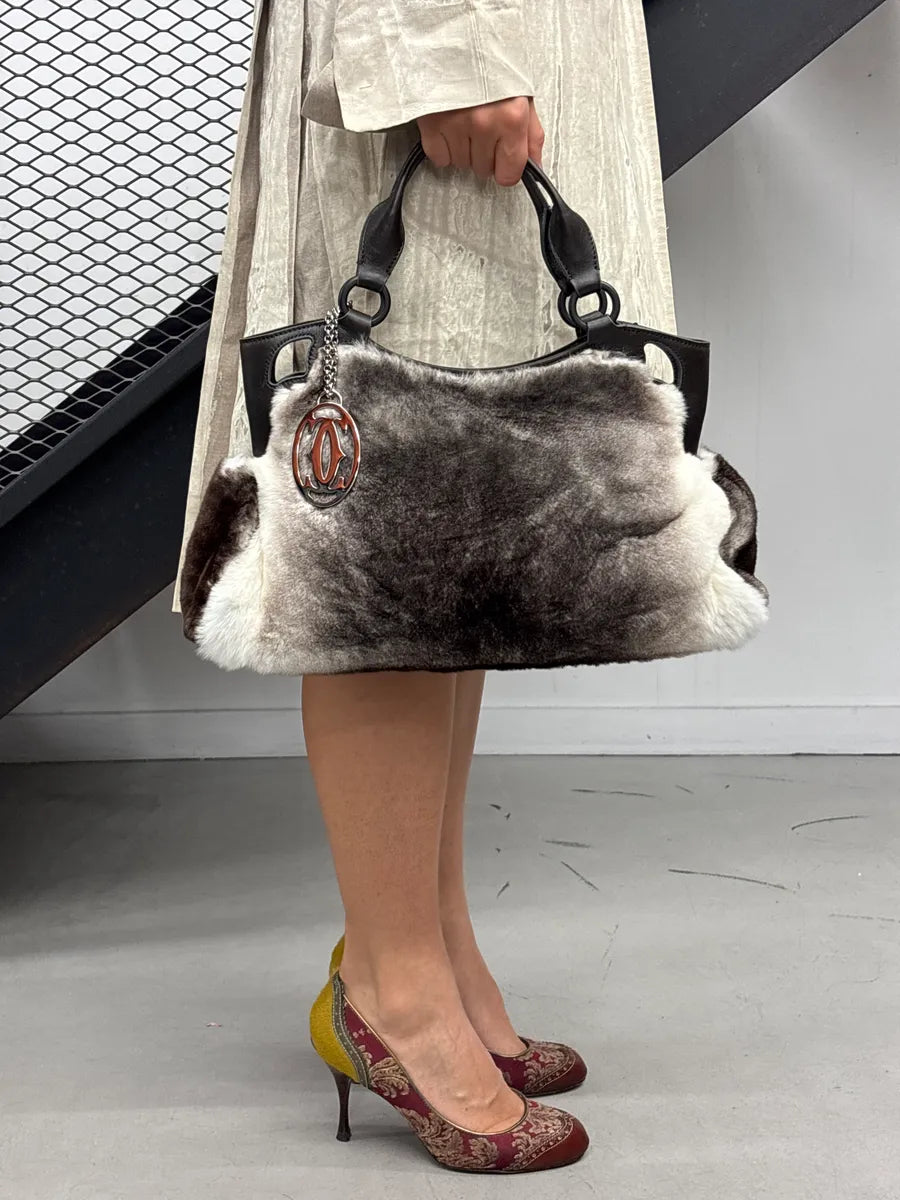 Cartier Grey Fur Logo Charm Handle Bag rOWVmwql 1
