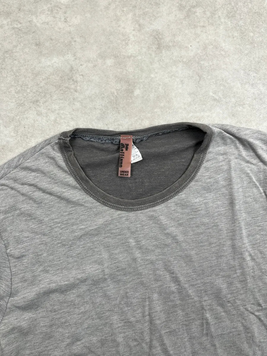 John Galliano Light Grey Vertical Logo Contrast Trim T-Shirt rOYLZHmi 4