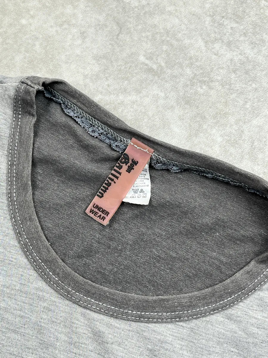 John Galliano Light Grey Vertical Logo Contrast Trim T-Shirt rOYLZHmi 9