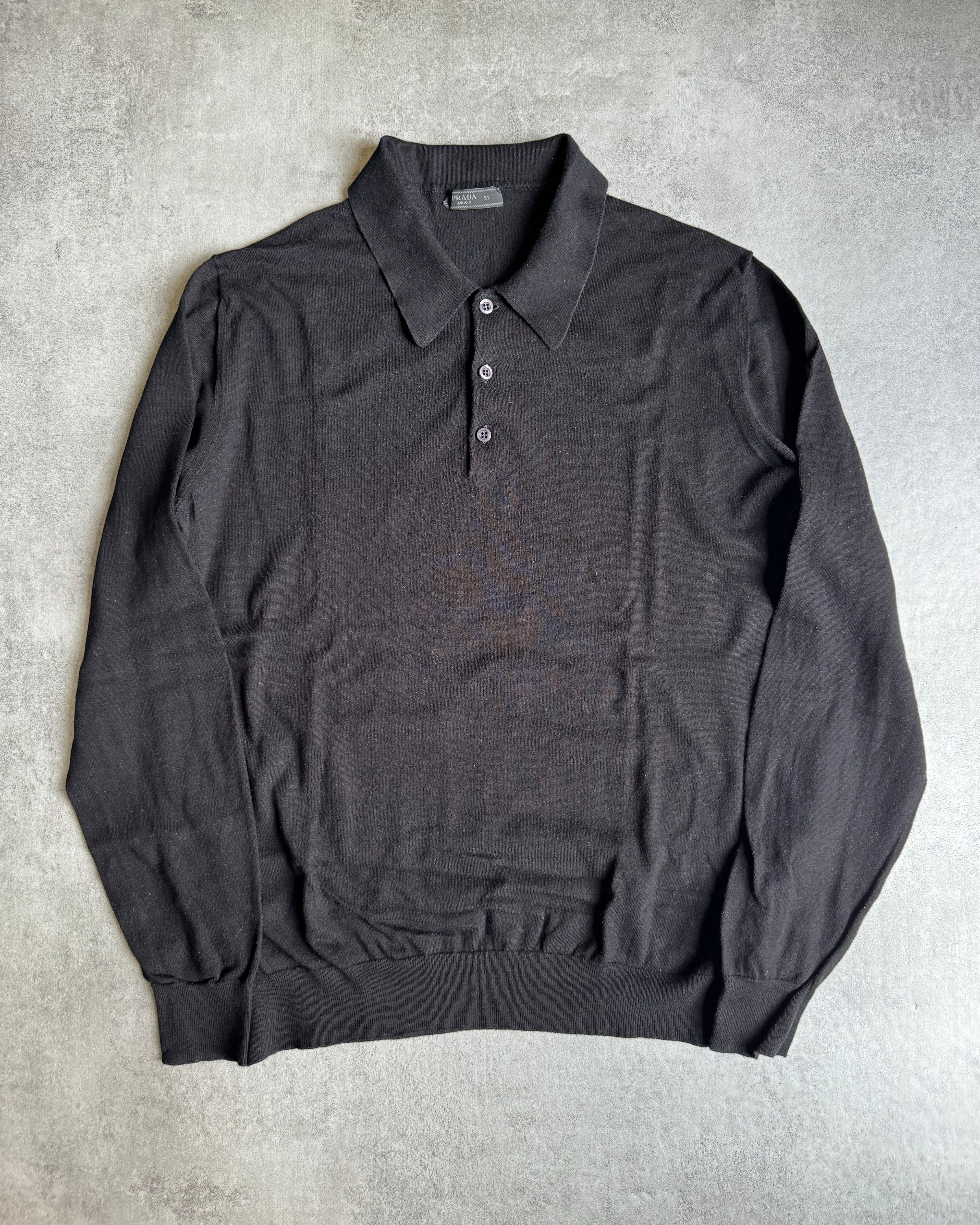 AW2020 Prada Staff Black Wool Polo Sweater  (L) - 6