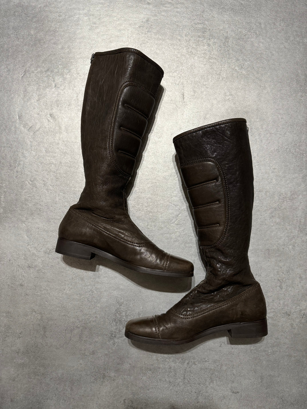 MiuMiu Brown Padded Biker Ankle Leather Boots (37,5) - 3