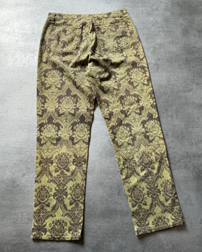 1990s Roberto Cavalli Green Arabic Mozaic Pants (M) - 3