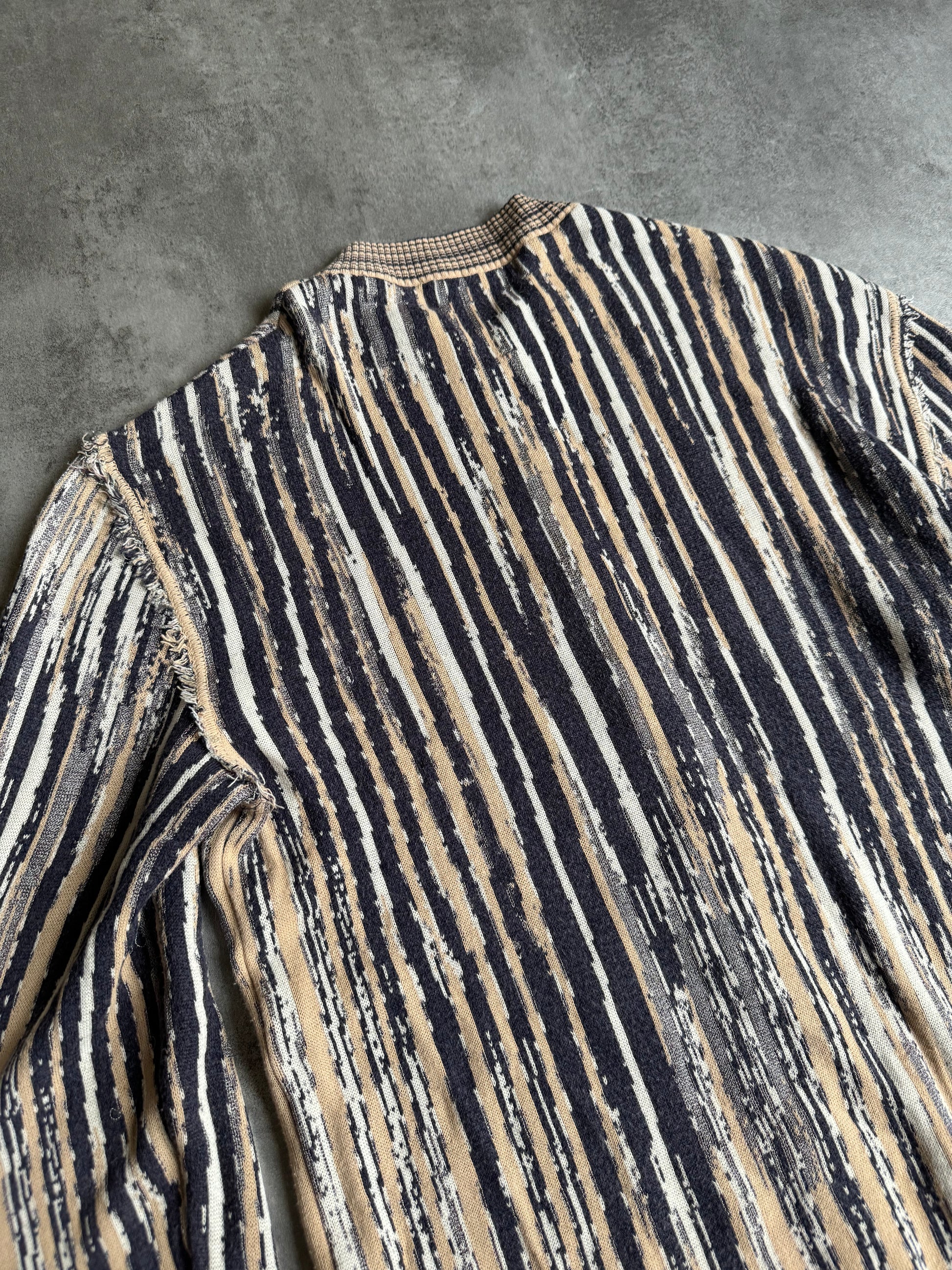 SS2002 Roberto Cavalli Contemporary Striped Zip-up Sweater. (M/L) - 4