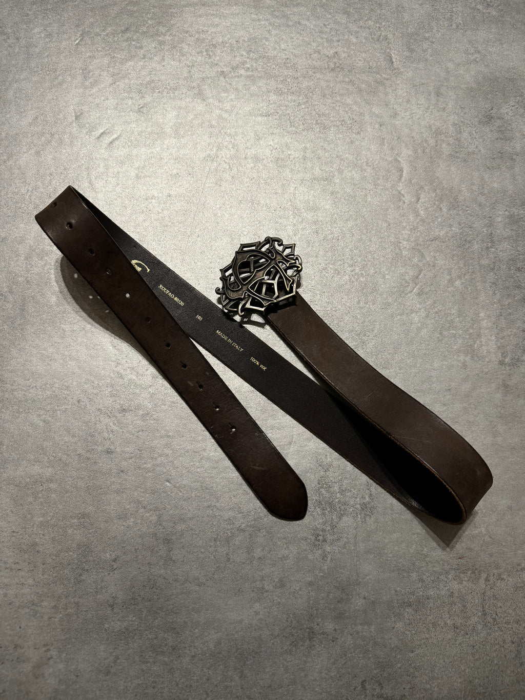 2000s Roberto Cavalli Brown Leather Imperial Propaganda Belt (OS) - 3