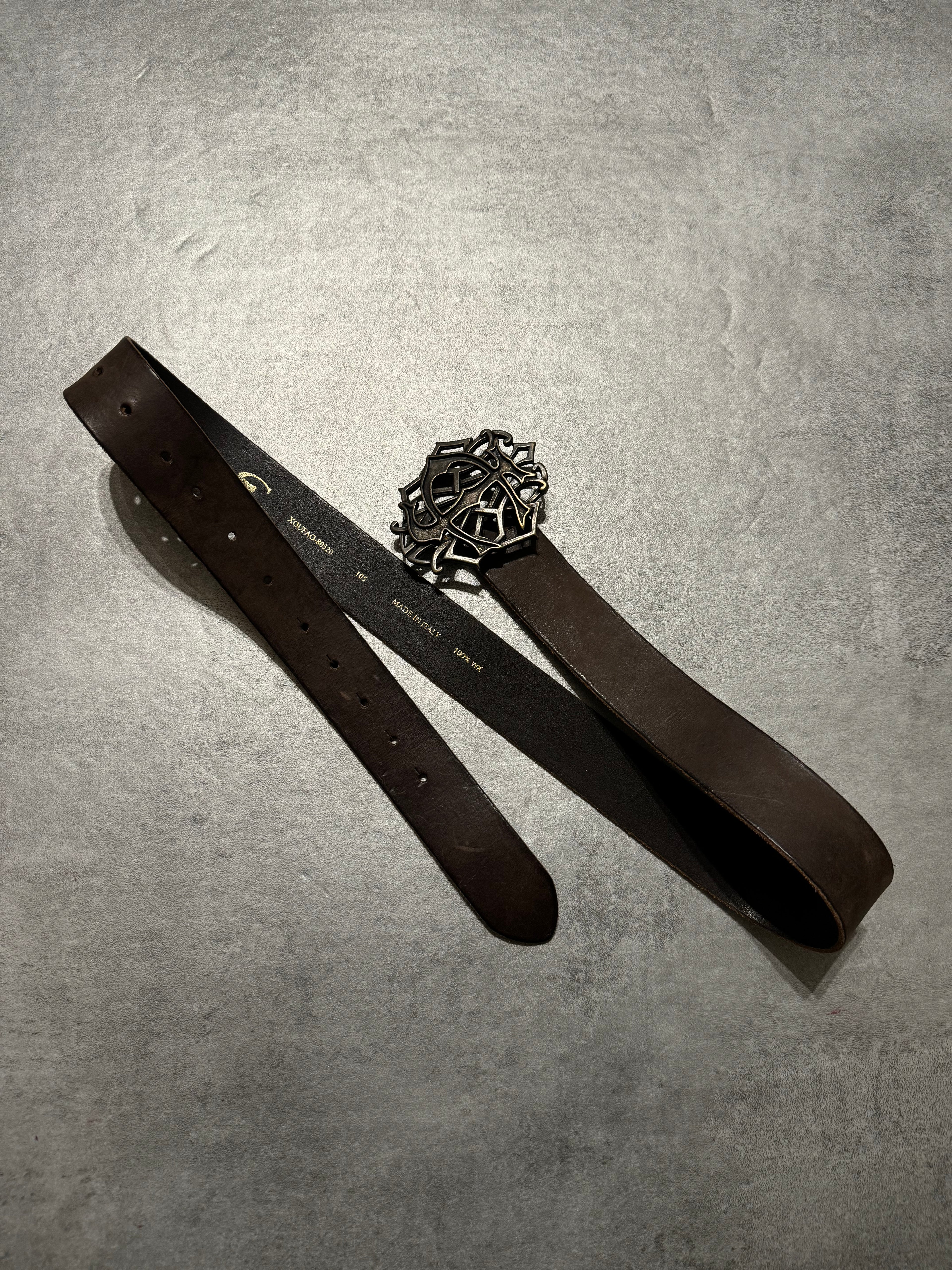 2000s Roberto Cavalli Brown Leather Imperial Propaganda Belt (OS) - 3