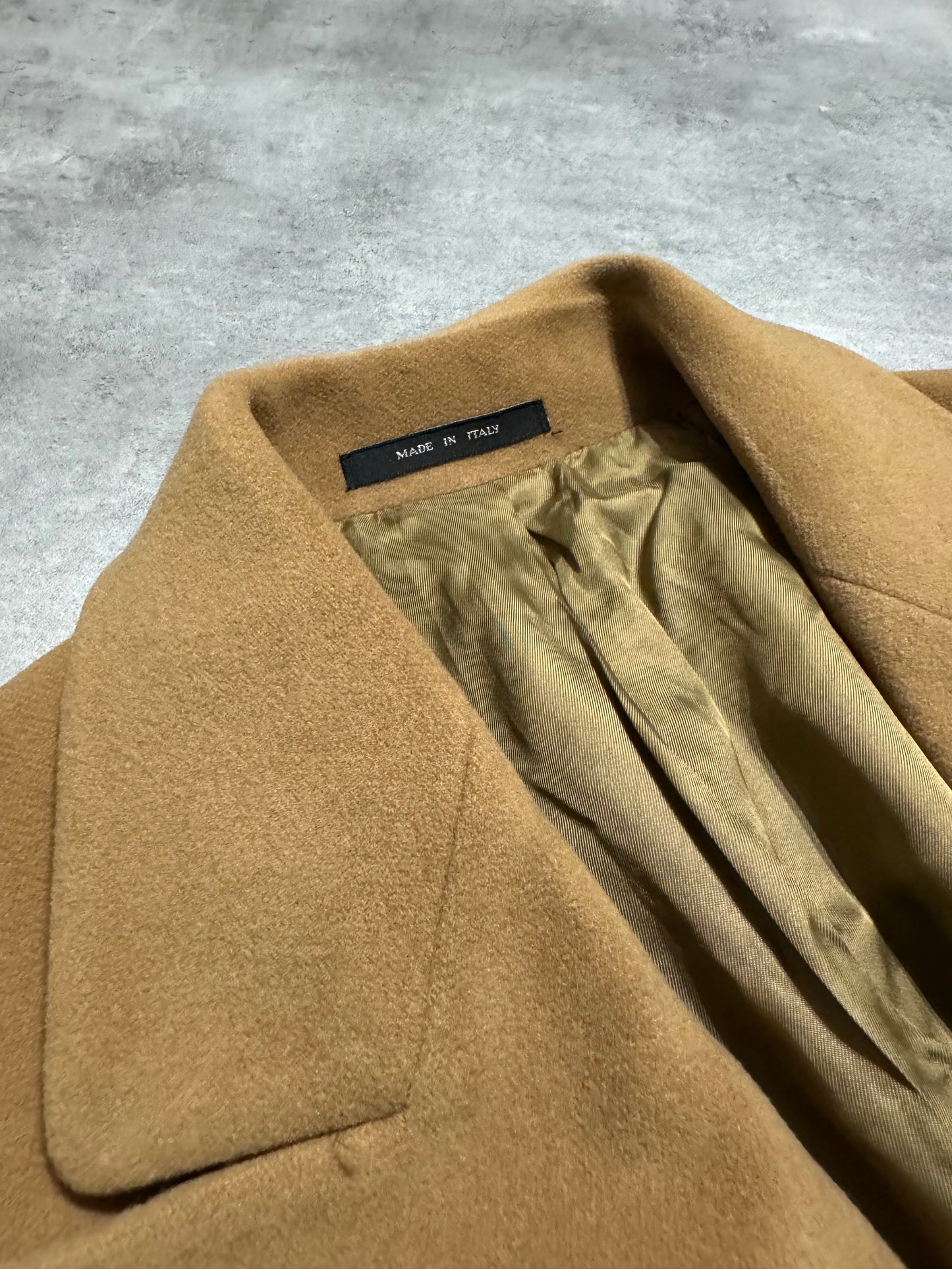 1990s Emporio Armani Camel Italian Captain Wool Trench Coat (L) - 9