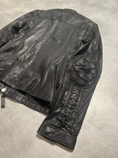 2000s Marithé + François Girbaud Black Signature Biker Leather Jacket (M/L) - 2