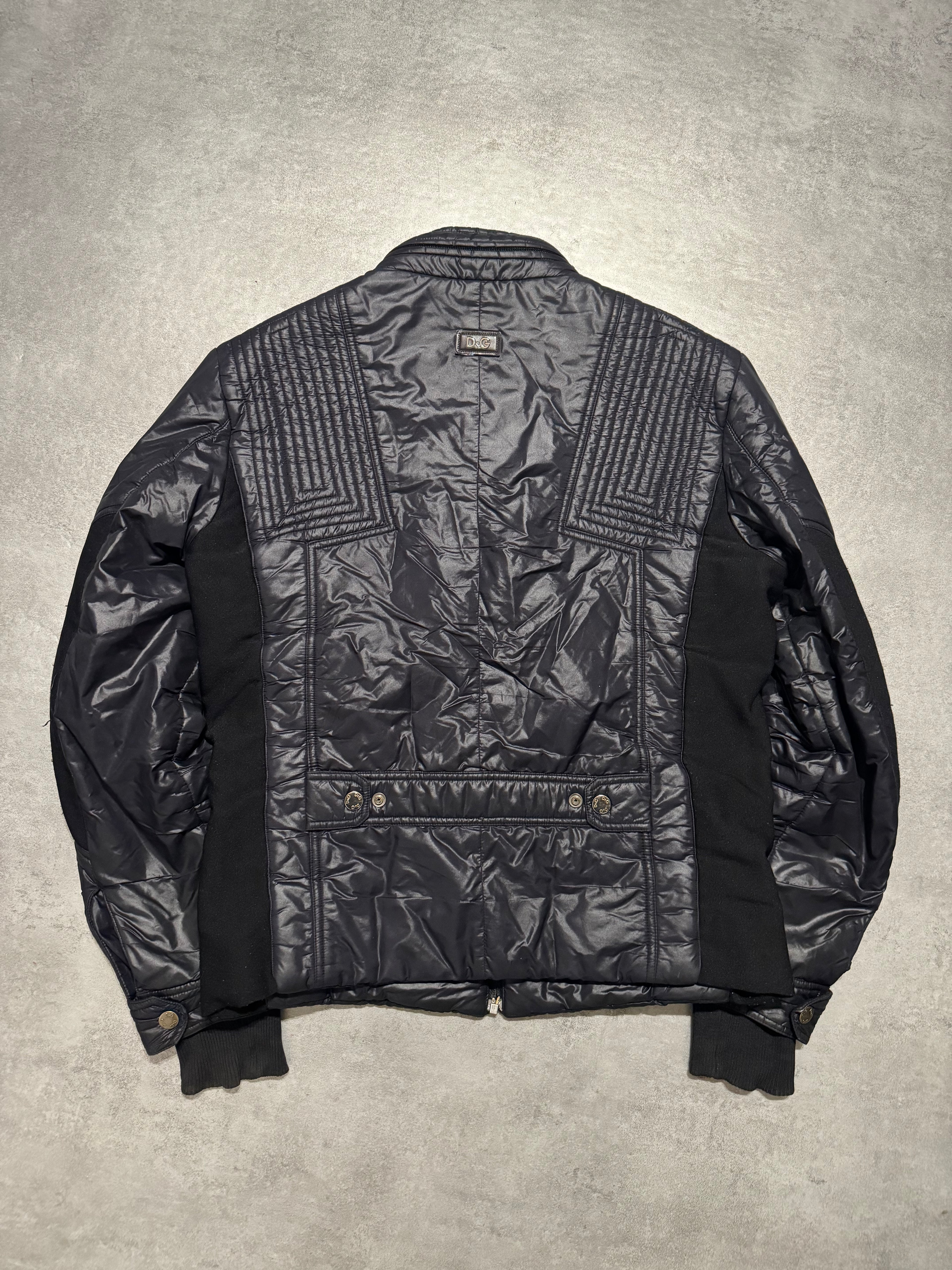 2000s Dolce & Gabbana Navy Puffer Biker Boosted Jacket (L) - 5