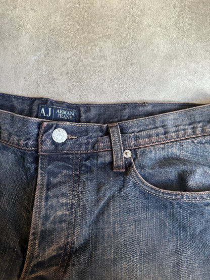 2000s Armani Vintage Faded Wash Effect Denim Jeans (L) - 10