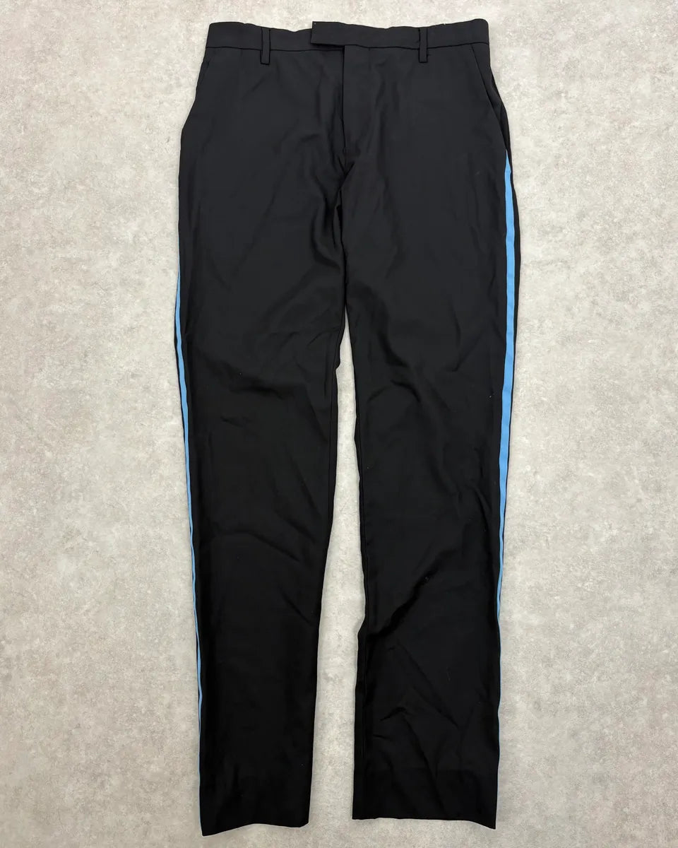Raf Simons Black Wool Tailored Pants with Blue Line NggBKQI 0