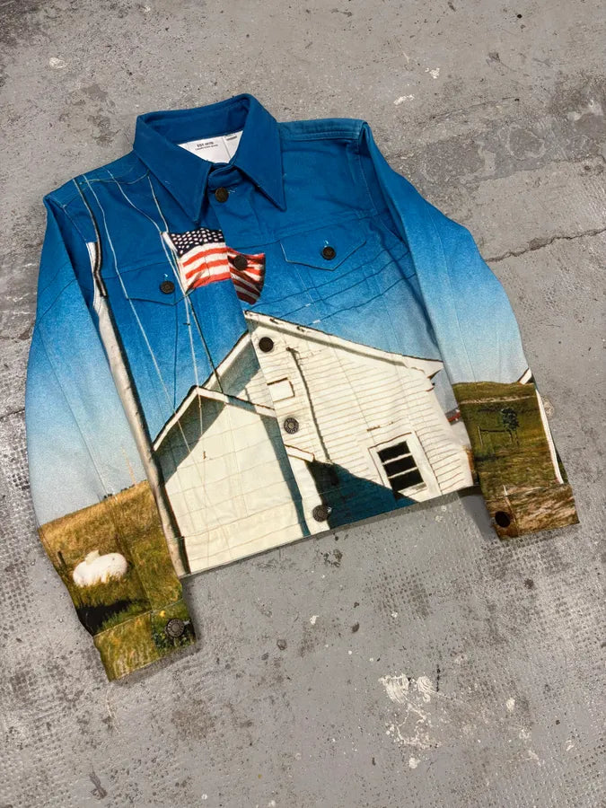 Raf Simons Calvin Klein 205W39NYC American Landscape Denim Trucker Jacket OuXwxuL 3
