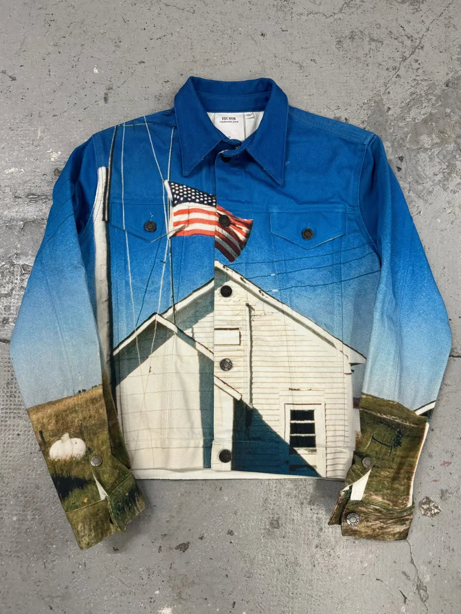 Raf Simons Calvin Klein EST1978 American Flag Blue Jacket (S) bAWWCzp 0