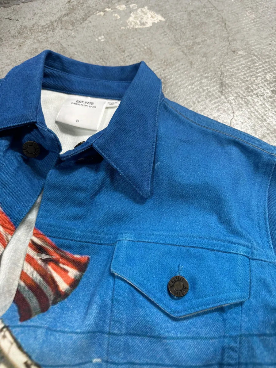 Raf Simons Calvin Klein EST1978 American Flag Blue Jacket (S) bAWWCzp 11