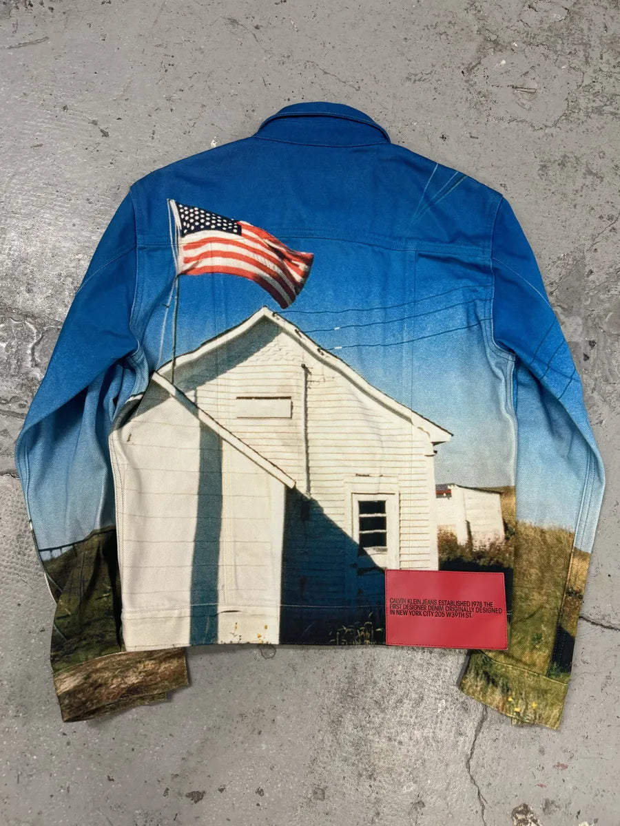 Raf Simons Calvin Klein EST1978 American Flag Blue Jacket (S) bAWWCzp 4