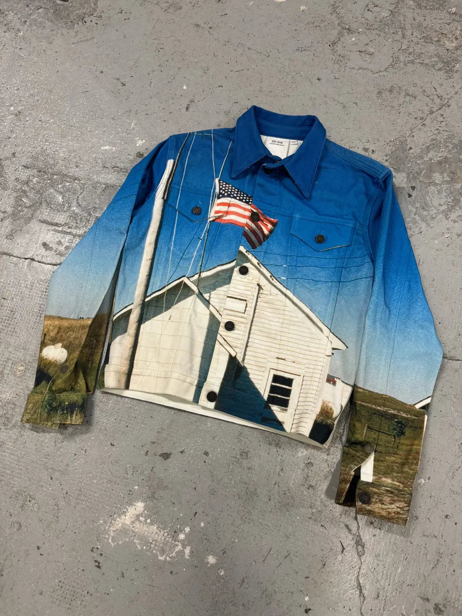 Raf Simons Calvin Klein EST1978 American Flag Blue Jacket (S) bAWWCzp 5