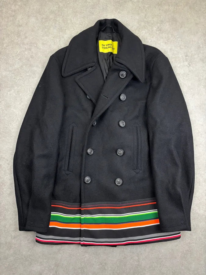 AW2014 Raf Simons Sterling Ruby Black Color Band Officer Buttoned Coat aRfhDKY 1