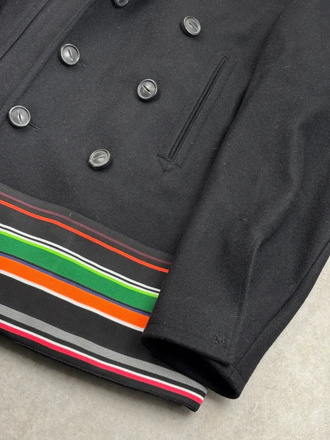 AW2014 Raf Simons Sterling Ruby Black Color Band Officer Buttoned Coat aRfhDKY 9