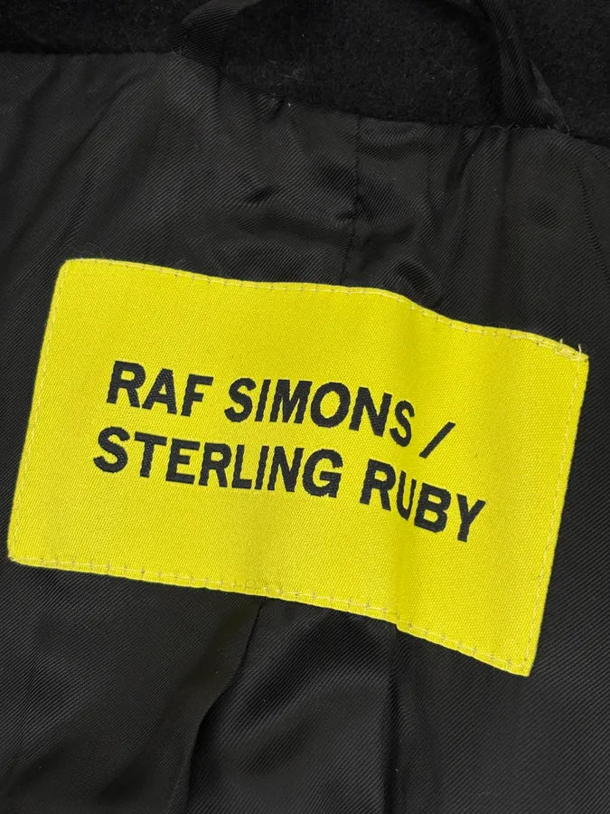 AW2014 Raf Simons Sterling Ruby Black Color Band Officer Buttoned Coat aRfhDKY 11