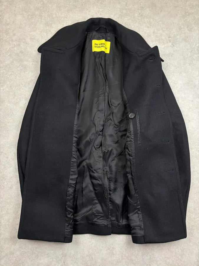 AW2014 Raf Simons Sterling Ruby Black Color Band Officer Buttoned Coat aRfhDKY 7