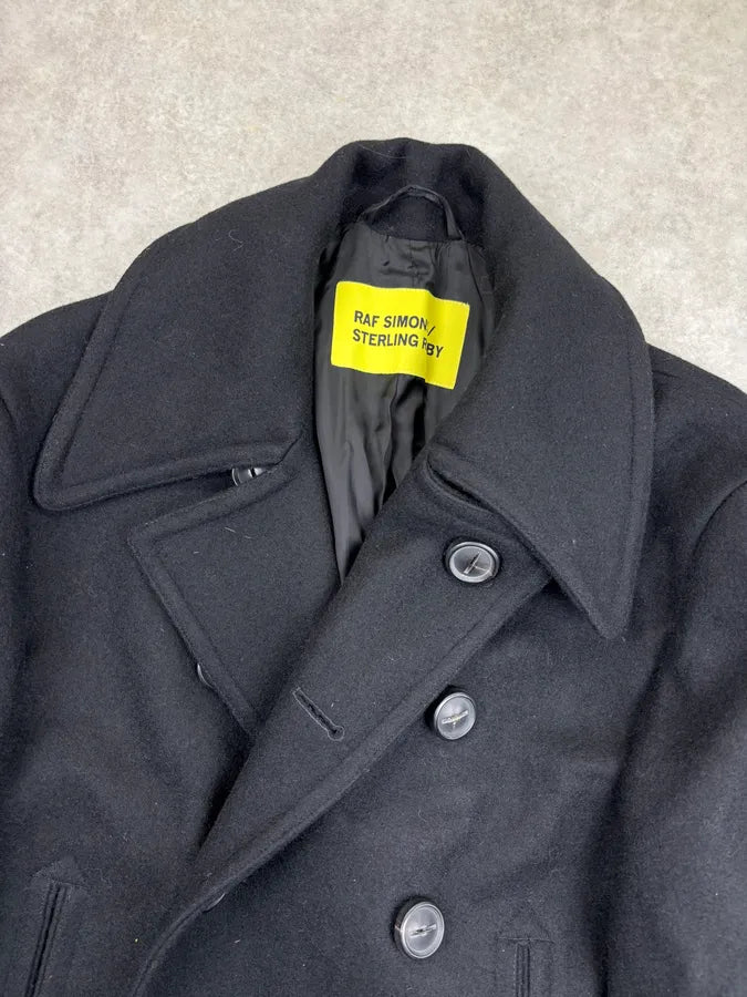 AW2014 Raf Simons Sterling Ruby Black Color Band Officer Buttoned Coat aRfhDKY 4