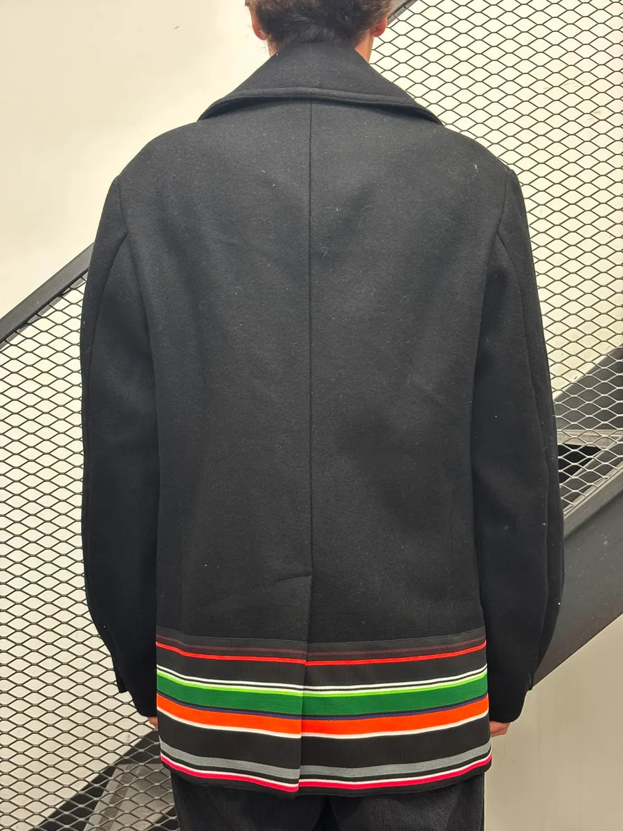 AW2014 Raf Simons Sterling Ruby Black Color Band Officer Buttoned Coat aRfhDKY 2