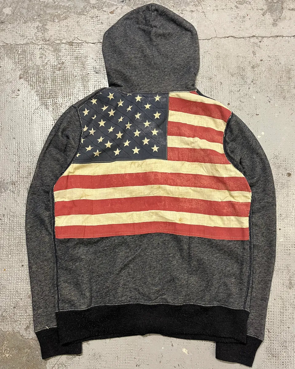 Ralph Lauren American Flag Grey Zip-up Hoodie  hTEaJNc 0