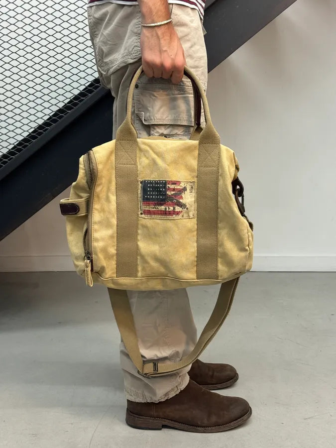 Ralph Lauren Beige American Flag Patch Shoulder Bag JeTYEzm 1