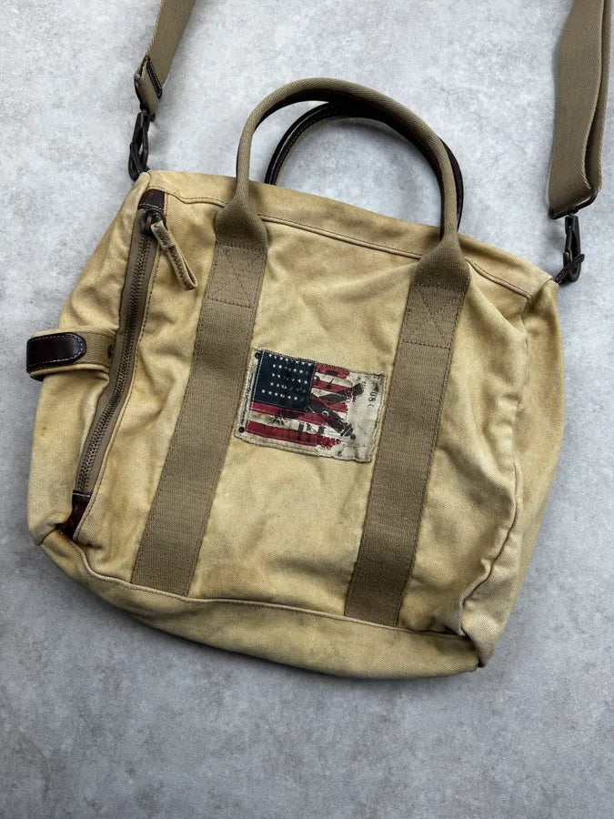 Ralph Lauren Beige American Flag Patch Shoulder Bag JeTYEzm 4