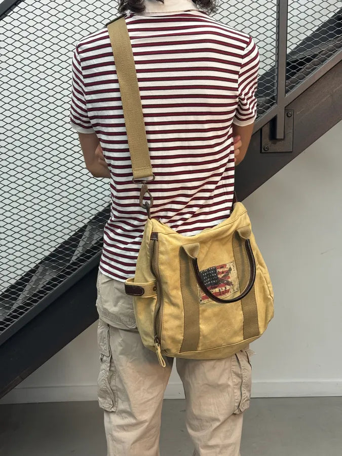 Ralph Lauren Beige American Flag Patch Shoulder Bag JeTYEzm 0