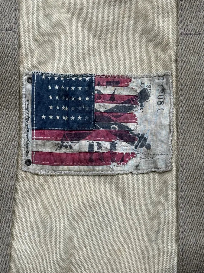 Ralph Lauren Beige American Flag Patch Shoulder Bag JeTYEzm 7