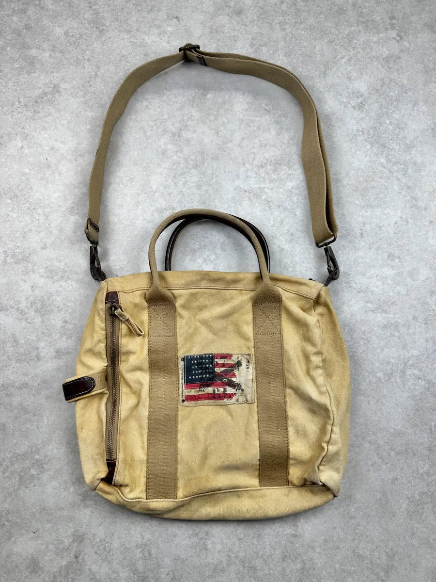 Ralph Lauren Beige American Flag Patch Shoulder Bag JeTYEzm 2