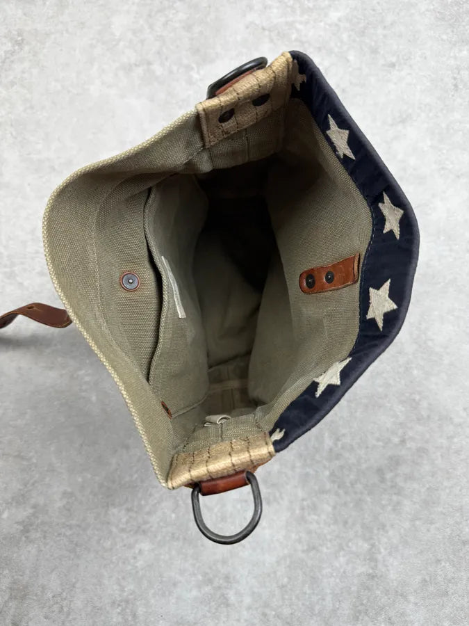 2010s Ralph Lauren Beige Canvas American Flag Crossbody Bag vfTCsQx 4