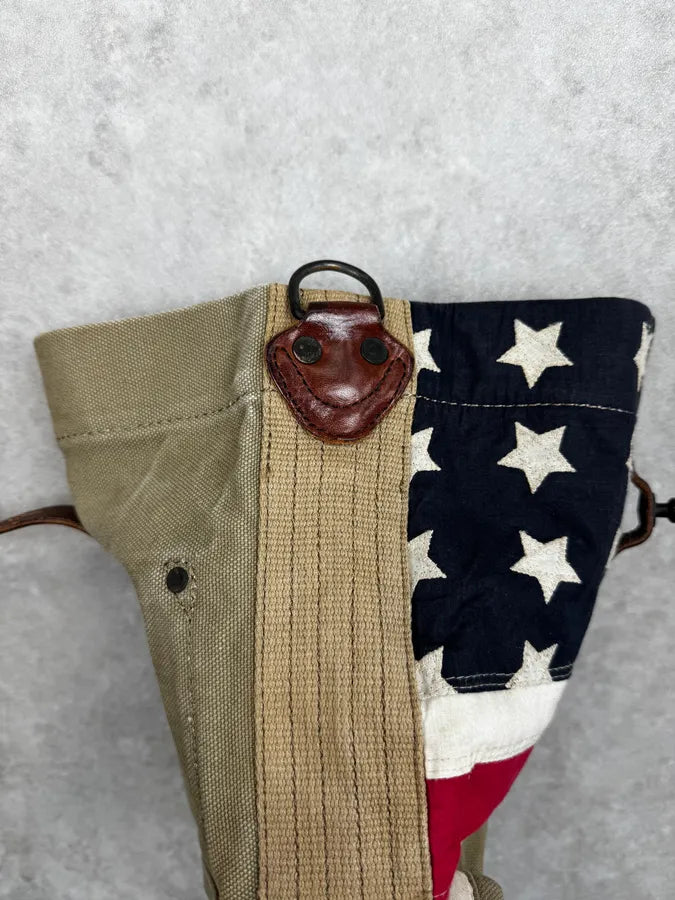 2010s Ralph Lauren Beige Canvas American Flag Crossbody Bag vfTCsQx 9