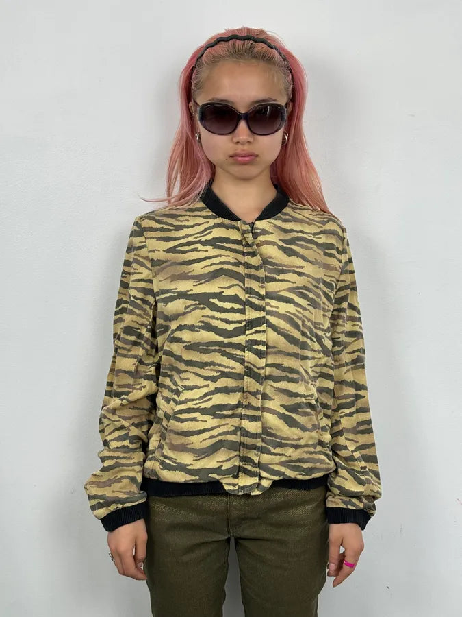 2010s Ralph Lauren Beige Zebra Print Bomber Jacket VGfEphW 1