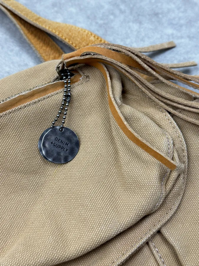 2010s Ralph Lauren Beige Suede Fringe Cargo Crossbody Bag JfrUVHa 9
