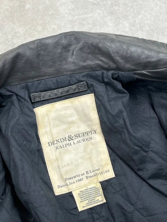 AW2012 Ralph Lauren Black Waxed Cotton Double Breasted Jacket dKUaWJy 10