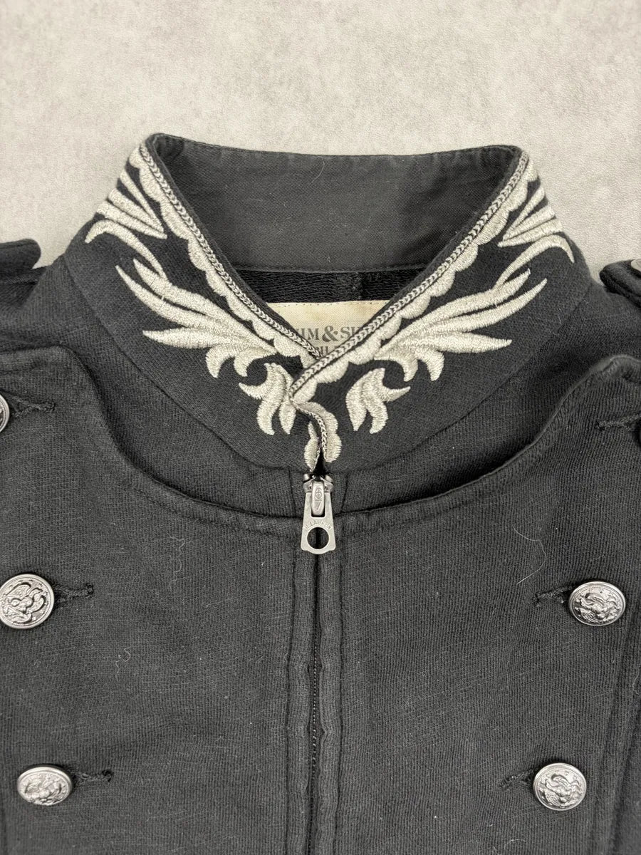 Ralph Lauren Black Cotton Double-Breasted Military Blazer ahOjYXh 5