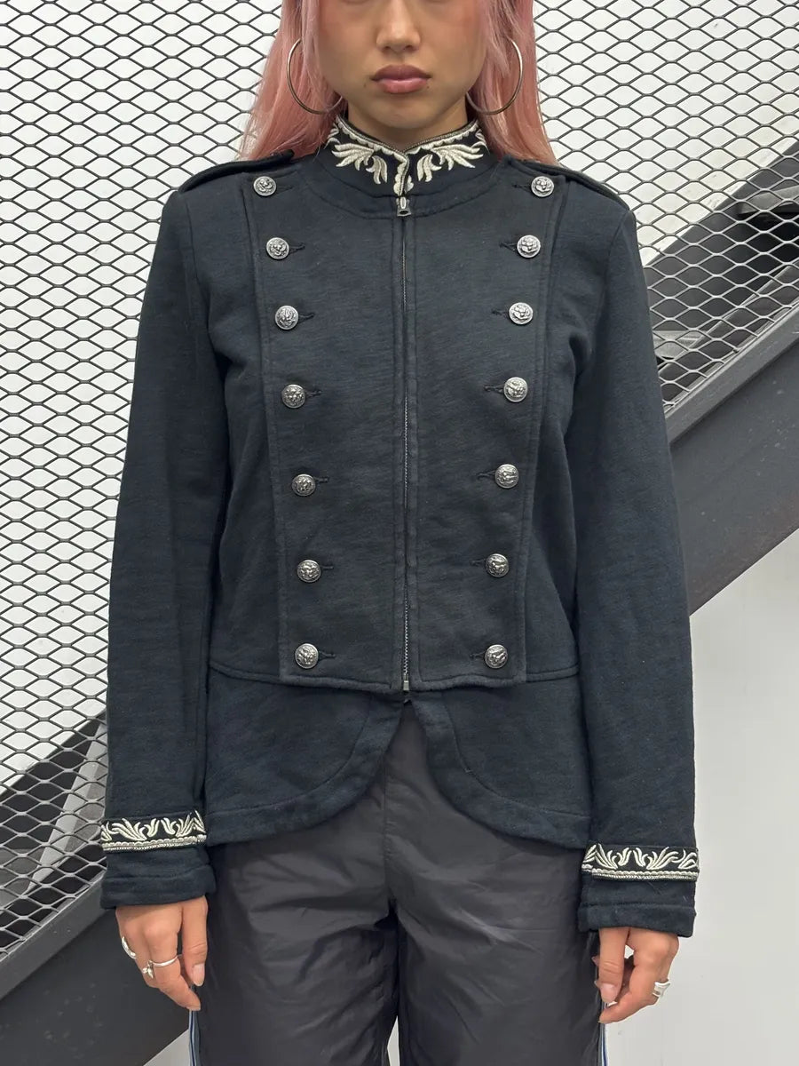 Ralph Lauren Black Cotton Double-Breasted Military Blazer ahOjYXh 0