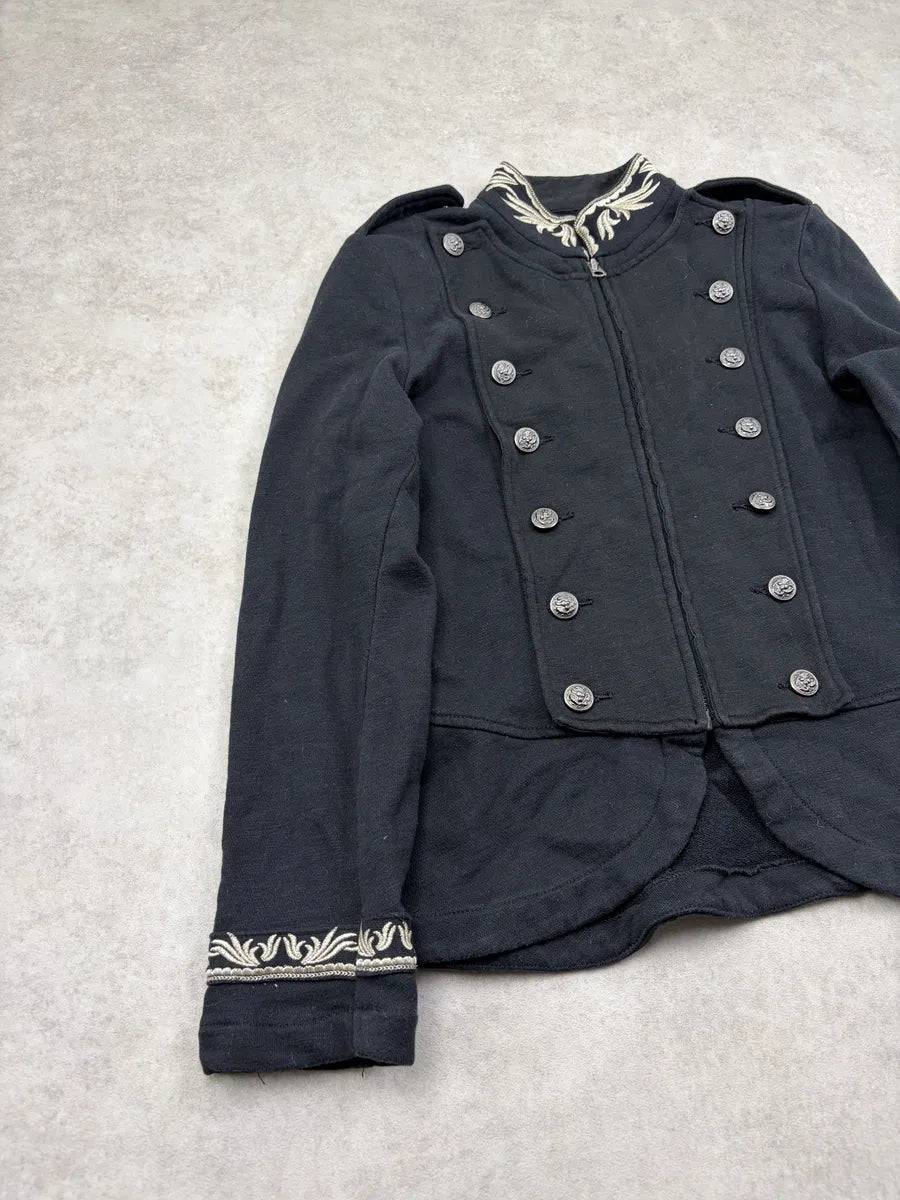 Ralph Lauren Black Cotton Double-Breasted Military Blazer ahOjYXh 3