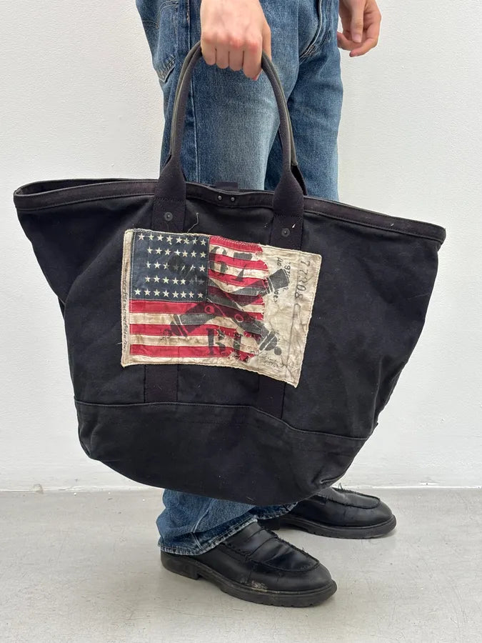 2010s Ralph Lauren Black USA Flag Patch Tote Bag TlIQyDD 0