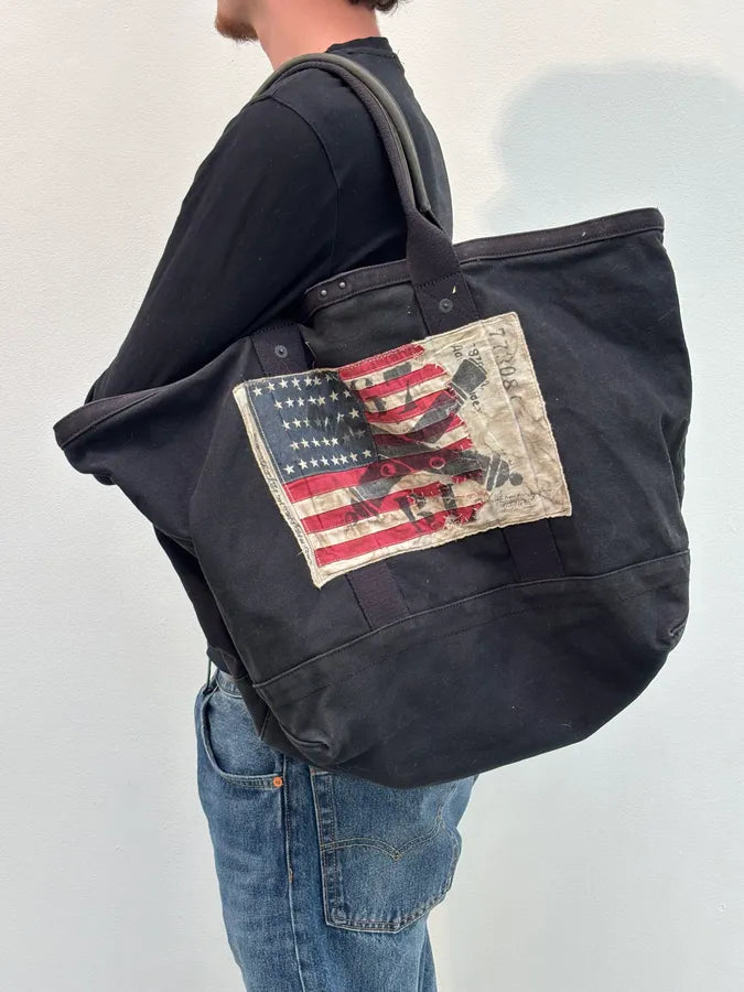 2010s Ralph Lauren Black USA Flag Patch Tote Bag TlIQyDD 3