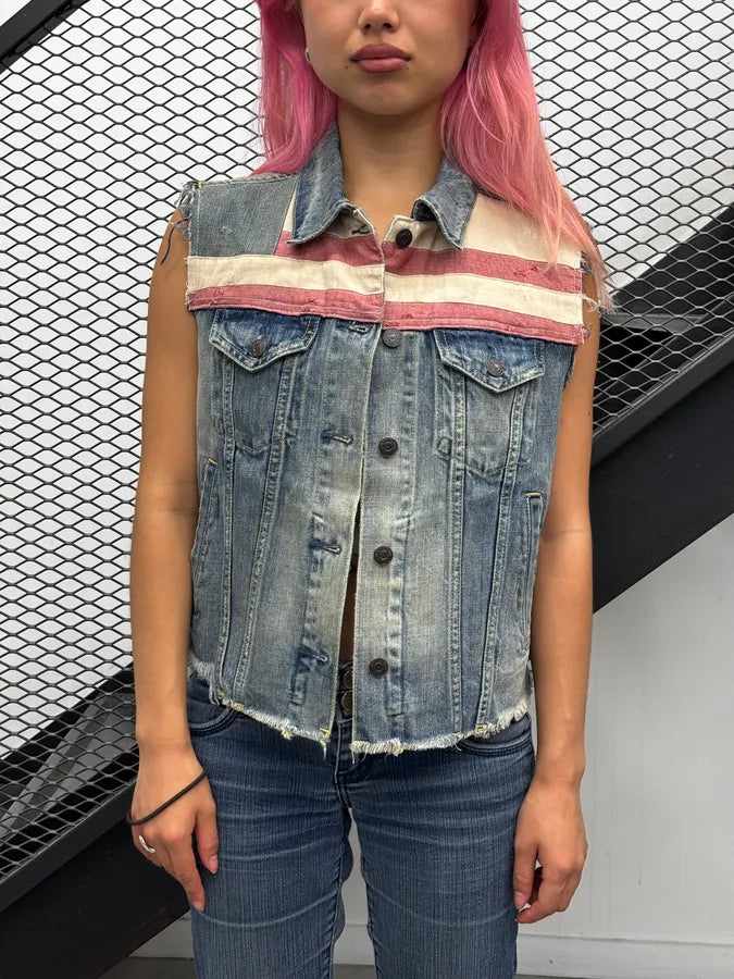 2010s Ralph Lauren Blue America Flag Denim Vest pCiZTGq 0