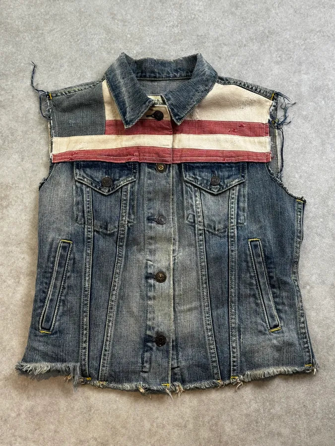2010s Ralph Lauren Blue America Flag Denim Vest pCiZTGq 2