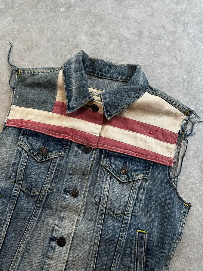 2010s Ralph Lauren Blue America Flag Denim Vest pCiZTGq 7