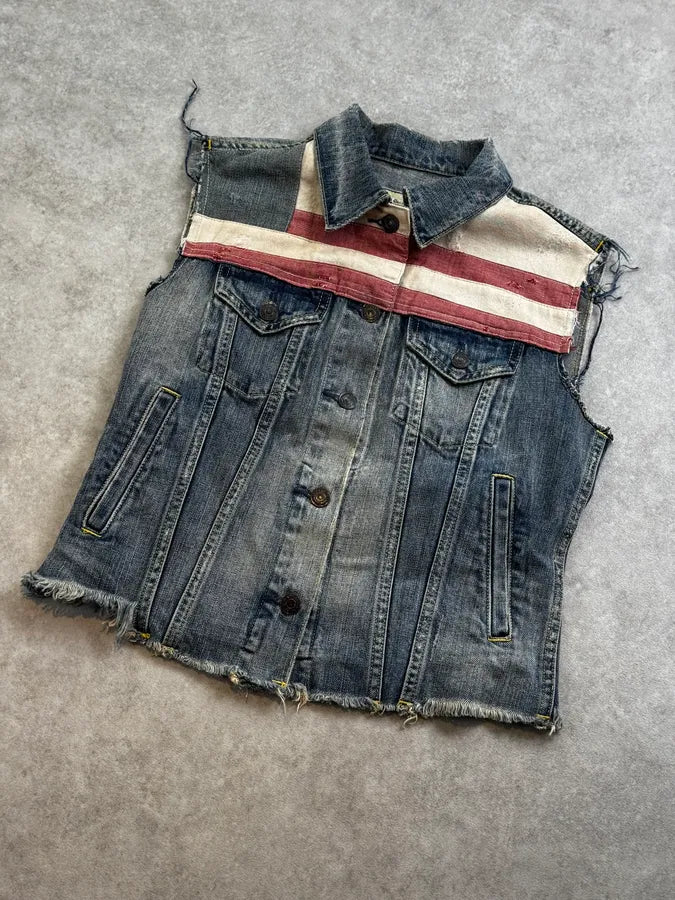 2010s Ralph Lauren Blue America Flag Denim Vest pCiZTGq 4